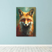 Artistiek Red Fox Portret – Levendig olieverfschil Canvas Afdruk (Insitu (Houten vloer))