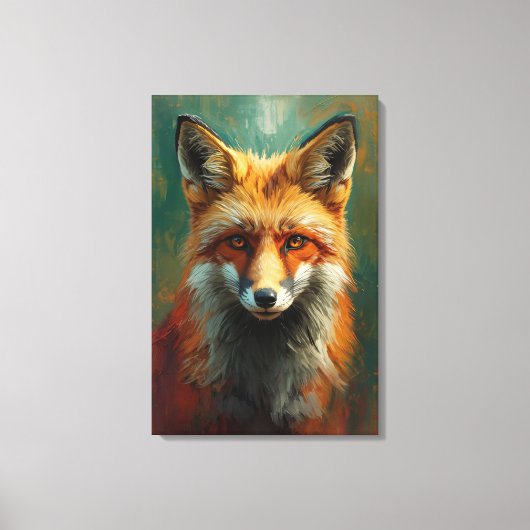 Artistiek Red Fox Portret – Levendig olieverfschil Canvas Afdruk (Voorkant)