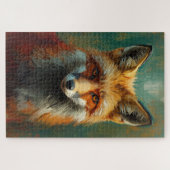 Artistiek Red Fox Portret – Levendig olieverfschil Legpuzzel (Horizontaal)