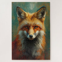 Artistiek Red Fox Portret – Levendig olieverfschil