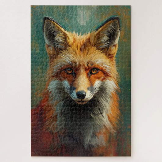 Artistiek Red Fox Portret – Levendig olieverfschil Legpuzzel (Verticaal)
