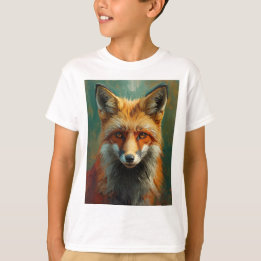 Artistiek Red Fox Portret – Levendig olieverfschil T-shirt