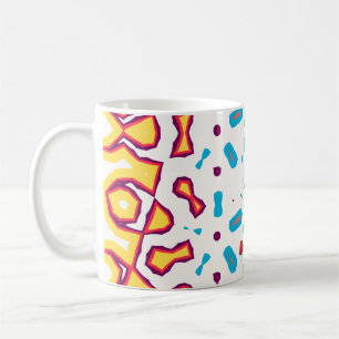 Artistiek rood, en blauw modern hoekig patroon koffiemok