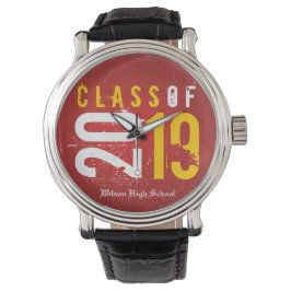Artistiek Rood en Geel Klasse van 2019 Afstuderen Horloge