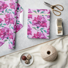 Artistiek Roos Roze Paarse Waterverf Kunst Cadeaupapier