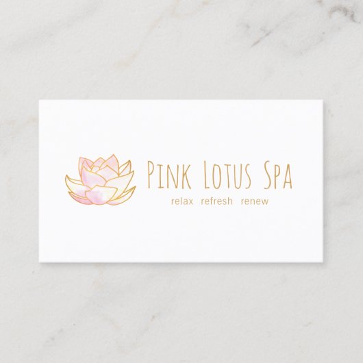 Artistiek Roze Bloemen Waterverf Lotus Bloem Visitekaartje (Voorkant)