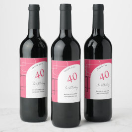 Artistiek Roze Geo Modern Wijn Etiket