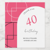 Artistiek Roze Geo Modern Wijn Etiket (Enkel label)