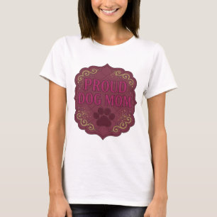 Artistiek Roze PROUD DOG MOM Artistiek Motief T-shirt