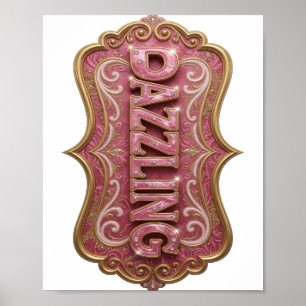 Artistiek Roze VERBLINDENDE Grafische Vormgeving Poster