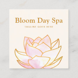 Artistiek Roze Waterverf Lotus Bloembloem Vierkante Visitekaartje