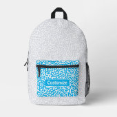 Artistiek Sky Blue Turing patroon Bedrukte Rugzak (Voorkant)