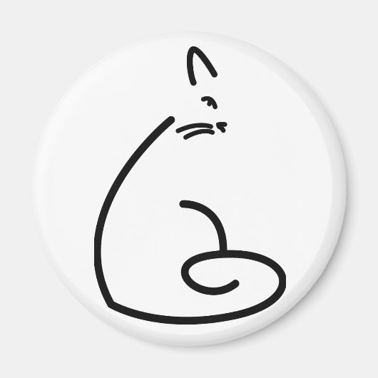 Artistiek Swirly Cat Silhouet Magneet (Voorkant)