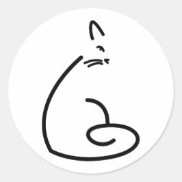 Artistiek Swirly Cat Silhouet Ronde Sticker