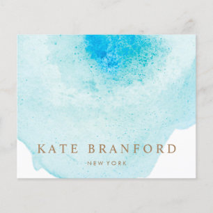 Artistiek Turquoise Blauwe Abstracte Waterverf Flyer