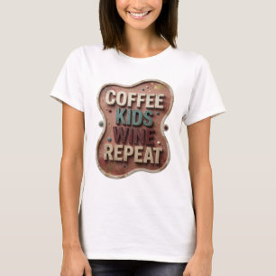 Artistiek Turquoise KOFFIE KINDEREN WIJN HERHAAL T T-shirt