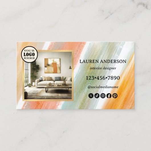 Artistiek verfstaal Moderne Interieurontwerper Visitekaartje (Voorkant)