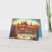 Artistiek Verhalenboek Kerstdorp Feestdagen Kaart (Voorkant)