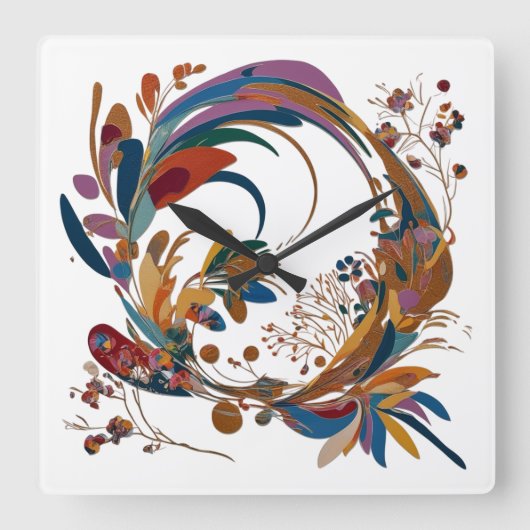 Artistiek Vierkant Acryl Wandklok 10.75" (Voorkant)