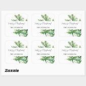 Artistiek Waterverf Groen Bos Vierkante Sticker (Vel)