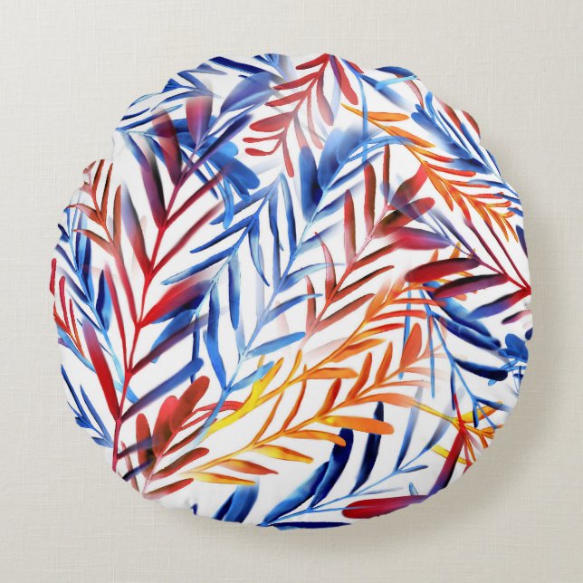 Artistiek Waterverf Leaf Design Rond Kussen (Voorkant)