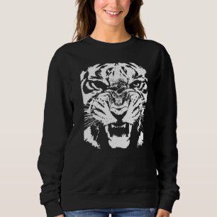 Artistiek Witte Tijger Gezicht Vector Trui