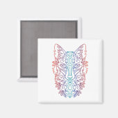 Artistiek wolf gezicht magneet (Voorkant / Achterkant)