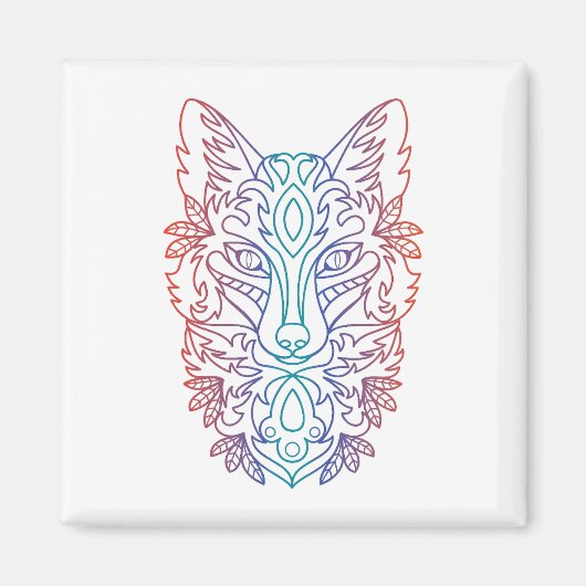 Artistiek wolf gezicht magneet (Voorkant)