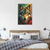 Artistiek Wolf Portret - Levendige olieverfschilde Canvas Afdruk (Insitu (Slaapkamer))