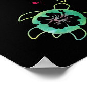 Artistiek Zee Schildpad Hibiscus Bloemenwandkunst  Poster (Hoek)