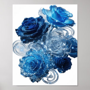 Artistiek Zilver BLUE ROZEN Artistiek Motief Poster