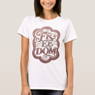 Artistiek zilver FREEDOM Artistiek motief T-shirt