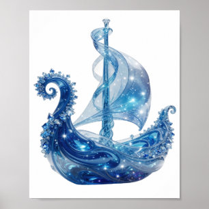 Artistiek zilver IJskristalschip Poster
