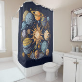 artistiek zonnestelsel douchegordijn (In situ)