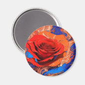 Artistieke Abstract gemarmerde Roos Magneet (Voorkant / Achterkant)