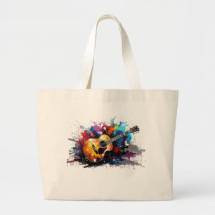 Artistieke Abstract Gitaar Muziek Liefhebber Kunst Grote Tote Bag
