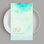 Artistieke Abstracte Aqua Blue Waterverf Visitekaartje