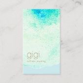 Artistieke Abstracte Aqua Blue Waterverf Visitekaartje (Voorkant)
