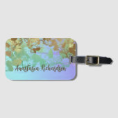 Artistieke Abstracte groene goudpenseelstreken Bagagelabel (Voorkant (horizontaal))