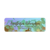 Artistieke Abstracte groene goudpenseelstreken Etiket (Voorkant)