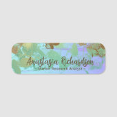 Artistieke Abstracte groene goudpenseelstreken Naamplaatje (Voorkant)