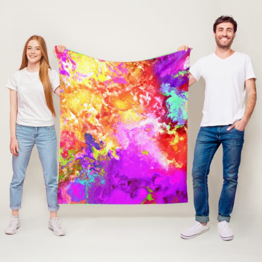 Artistieke Abstracte kleurexplosies Fleece Deken (In situ)
