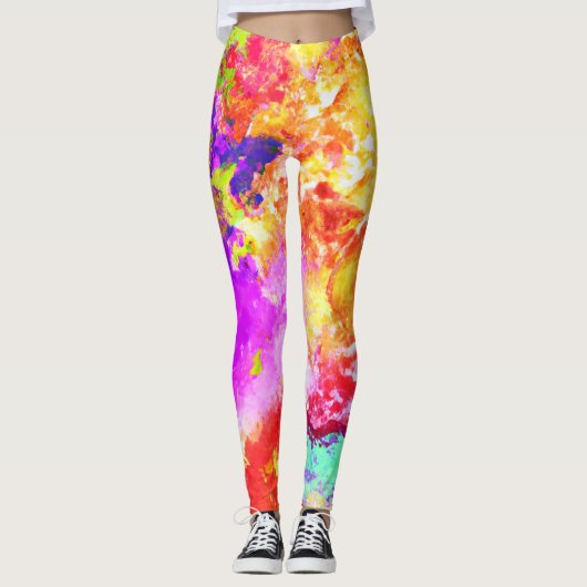 Artistieke Abstracte kleurexplosies Leggings (Voorkant)