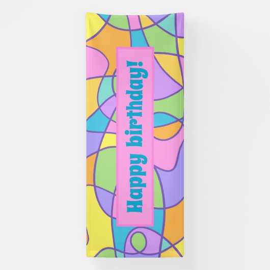 Artistieke Abstracte kleurrijke verjaardagstanner Spandoek (Verticaal)