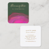 Artistieke Abstracte roze groene Waterverf Square Vierkante Visitekaartje (Voorkant / Achterkant)