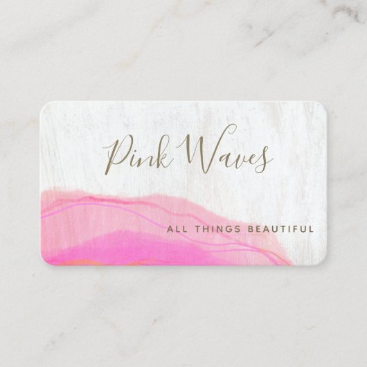 Artistieke Abstracte roze Waterverf Hout Business  Visitekaartje (Voorkant)