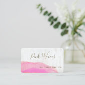 Artistieke Abstracte roze Waterverf Hout Business  Visitekaartje (Staand voorkant)