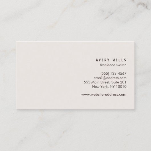 Artistieke Abstracte Waterverf Kunst Visitekaartje (Achterkant)