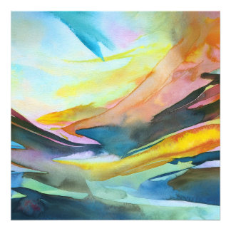 Artistieke abstracte waterverf schilderij foto afdruk