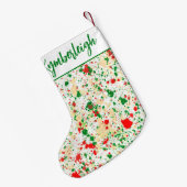 Artistieke Abstracte Waterverf Verf Splashes Naam Kleine Kerstsok (Achterkant (Hangend))